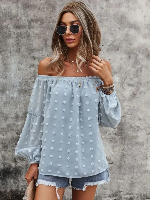 Off shoulder dotted top