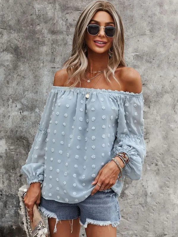 Off shoulder dotted top
