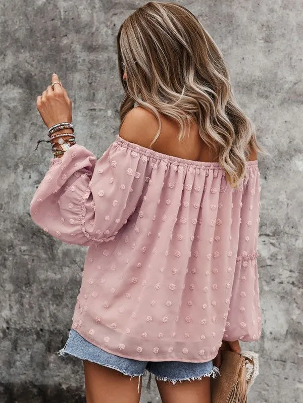 Off shoulder dotted top