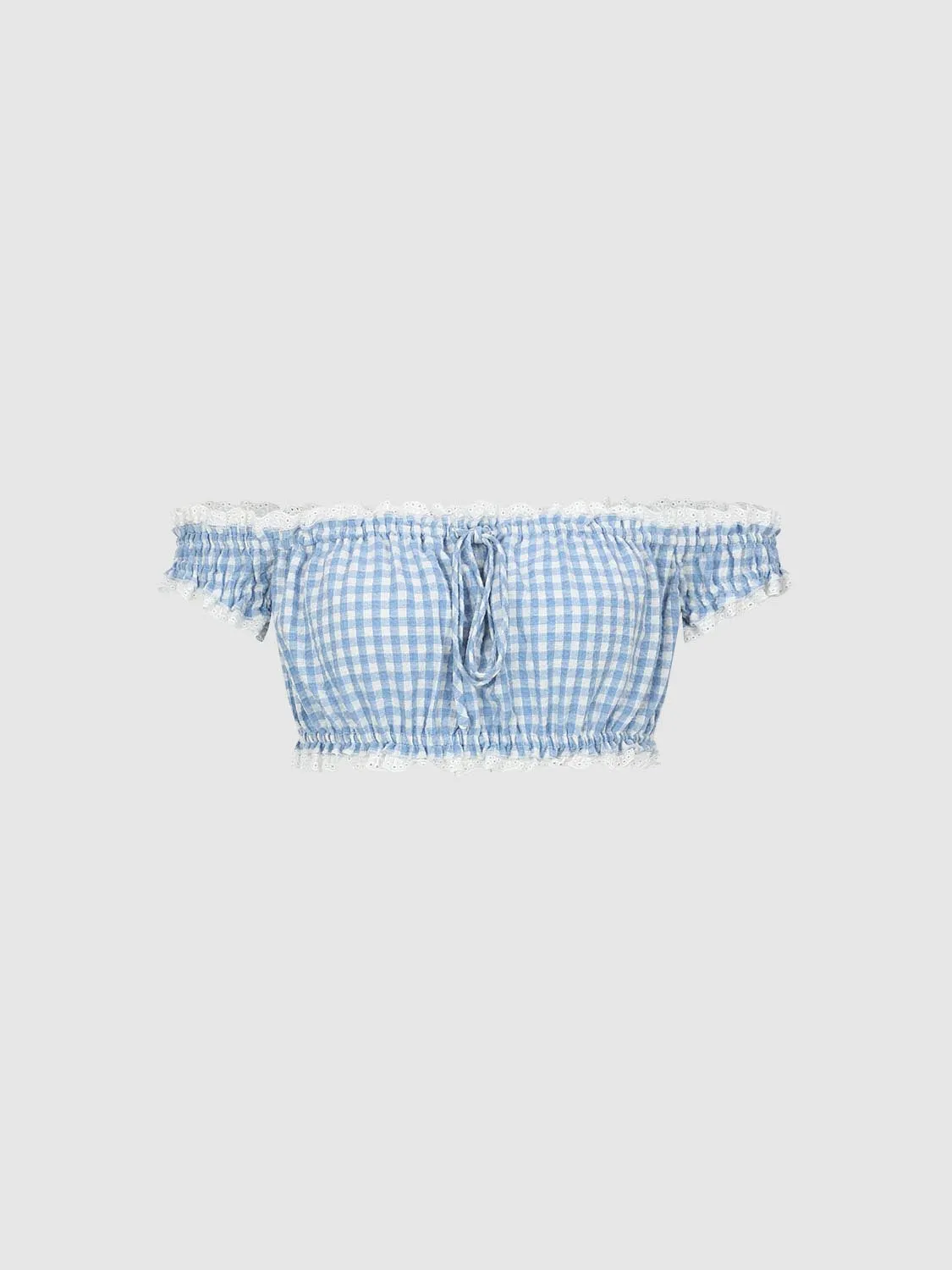 Off Shoulder Plaid Blouses
