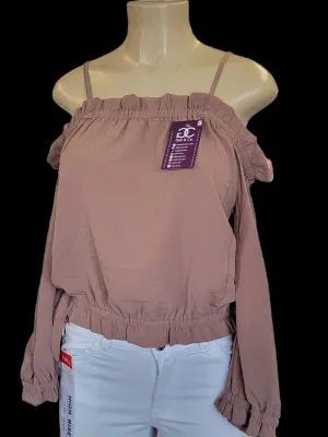 Off shoulder solid NUDE