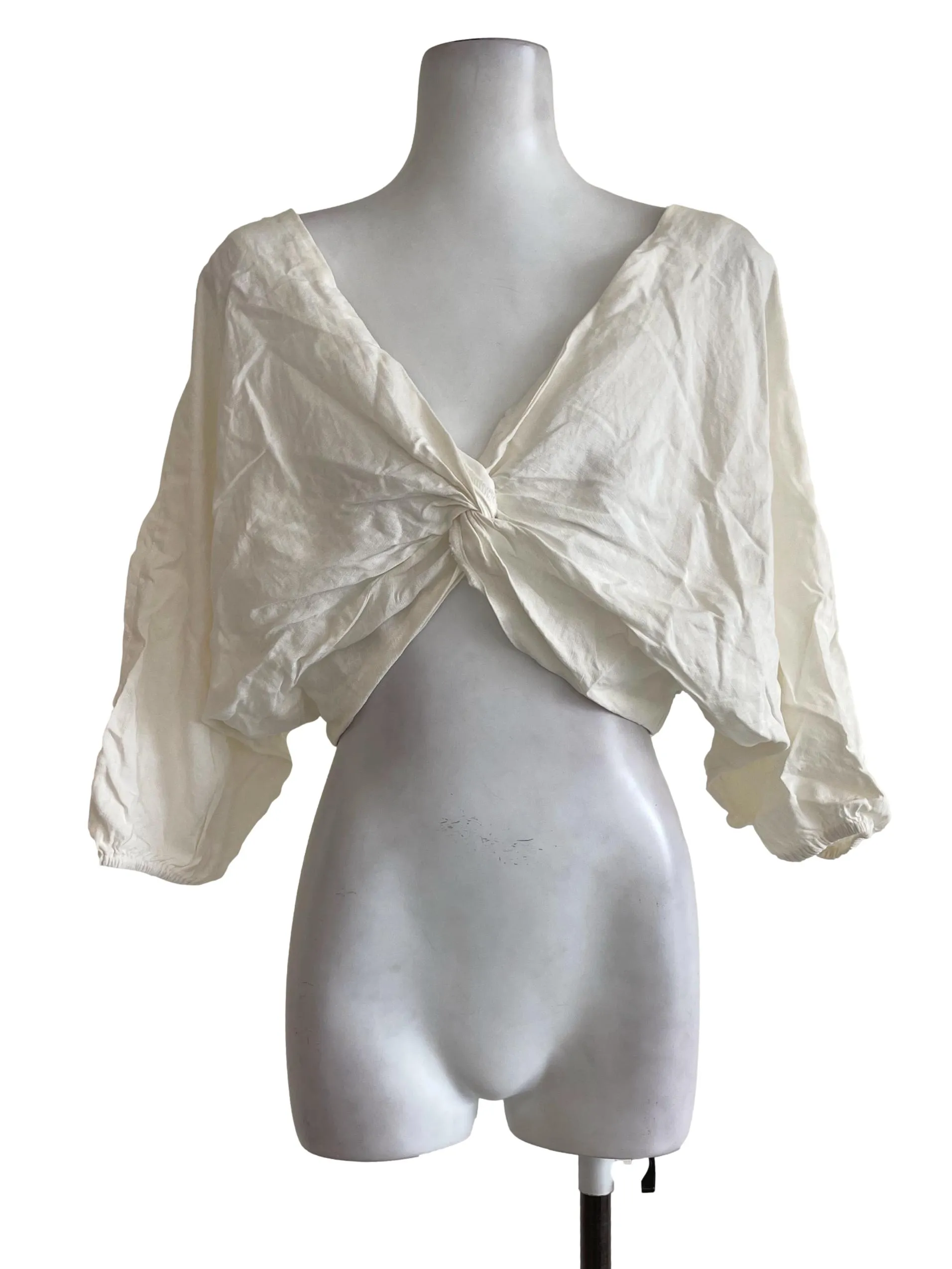 Off White Baggy Drop Shoulder Top