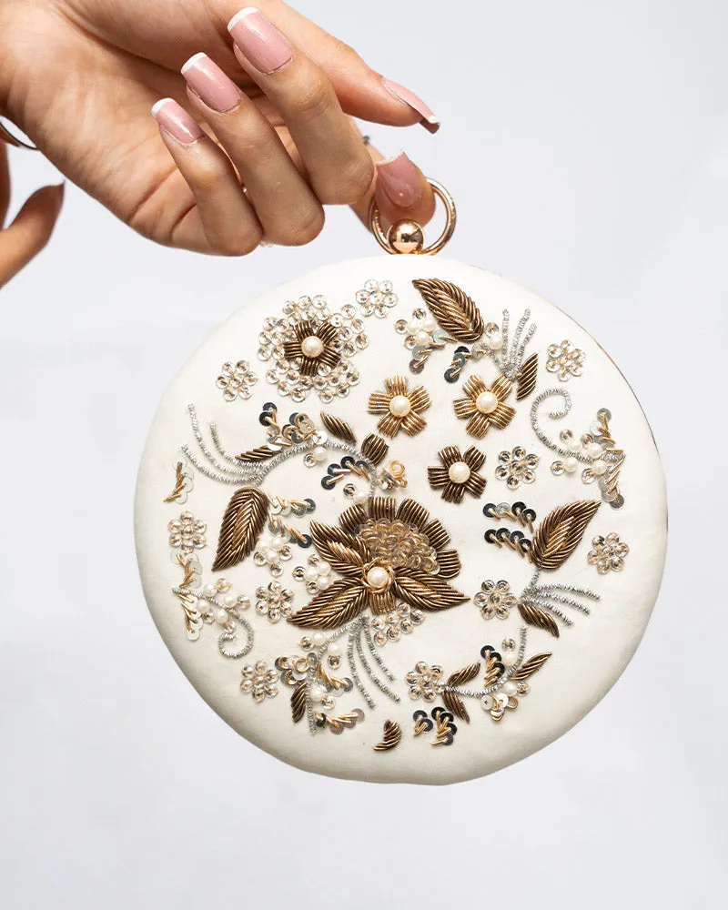 Off White Clutch with Handwork