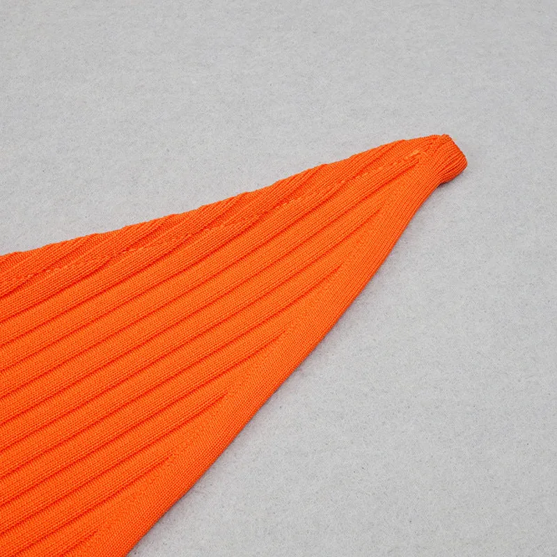 Orange Cross Hollow Out Backless Maxi Dress