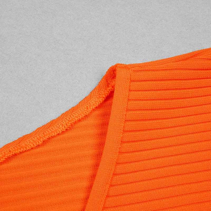 Orange Cross Hollow Out Backless Maxi Dress