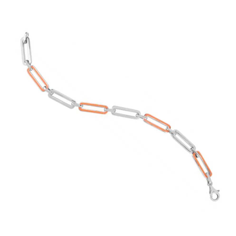 Orange Enamel Paperclip Bracelet