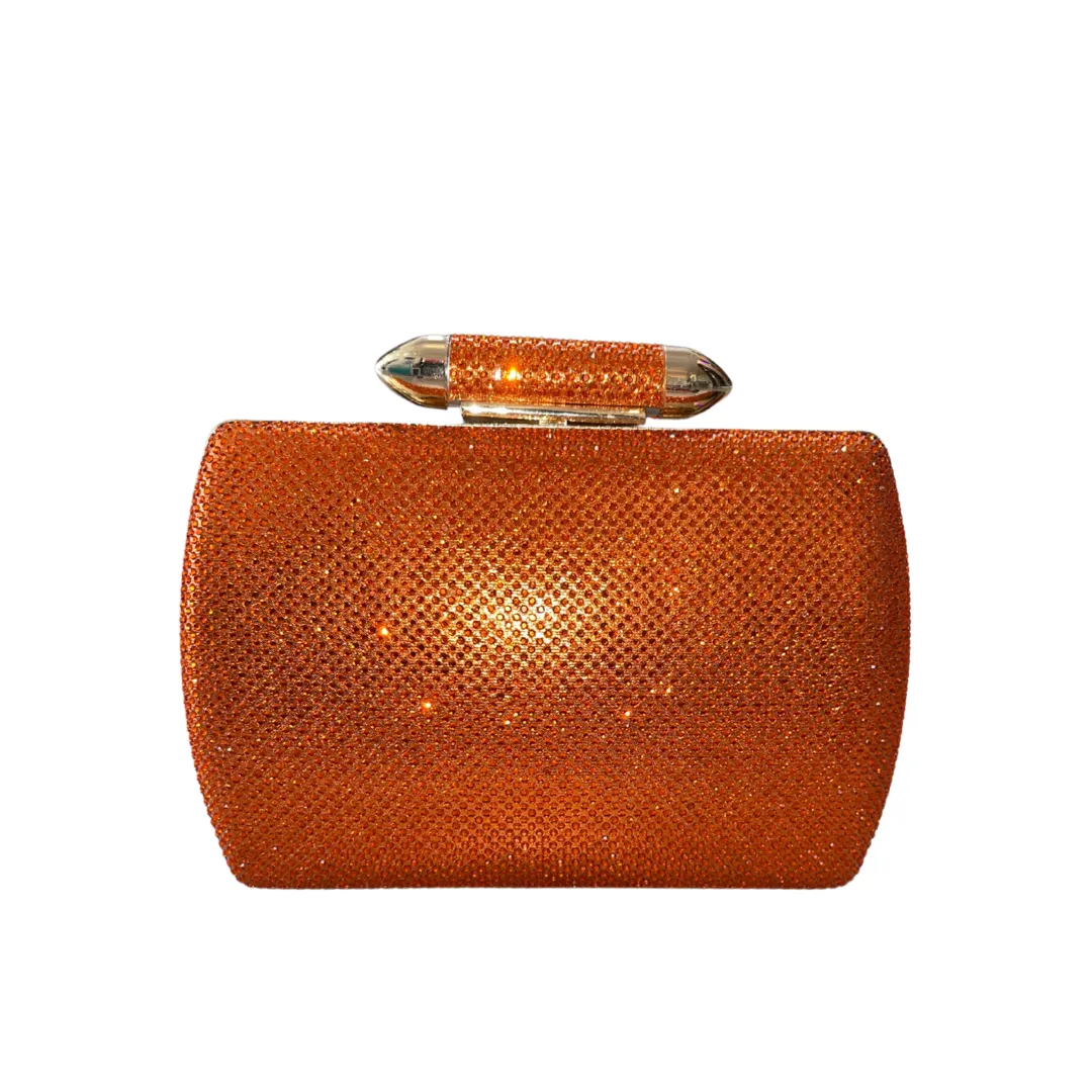 ORANGE RHINESTONED EVENING CLUTCH