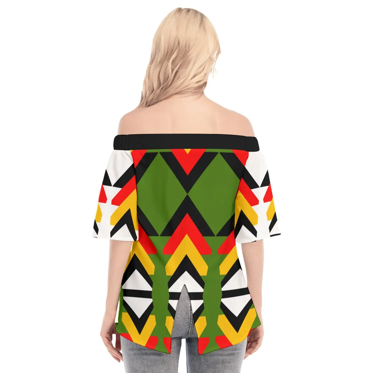 Origen Destination| Dia-Symbol Women's Off-shoulder Flared Sleeves top