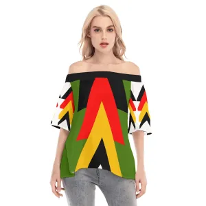 Origen Destination| Dia-Symbol Women's Off-shoulder Flared Sleeves top