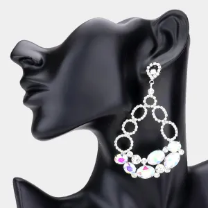 Oval AB and Rhinestone Link Chandelier Earrings  | AB Earrings |  537280