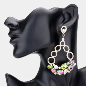 Oval Multi-Color and Rhinestone Link Chandelier Earrings  | Multi-Color Earrings |  537277