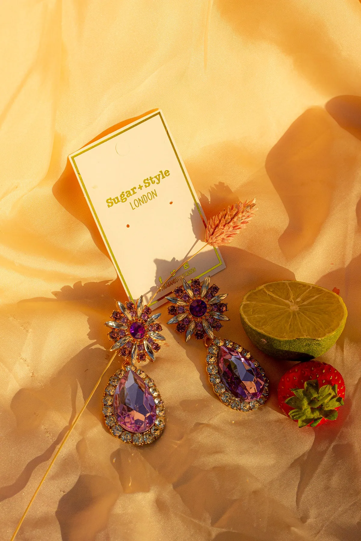 Oversized Flower Jewel Dangle Earring