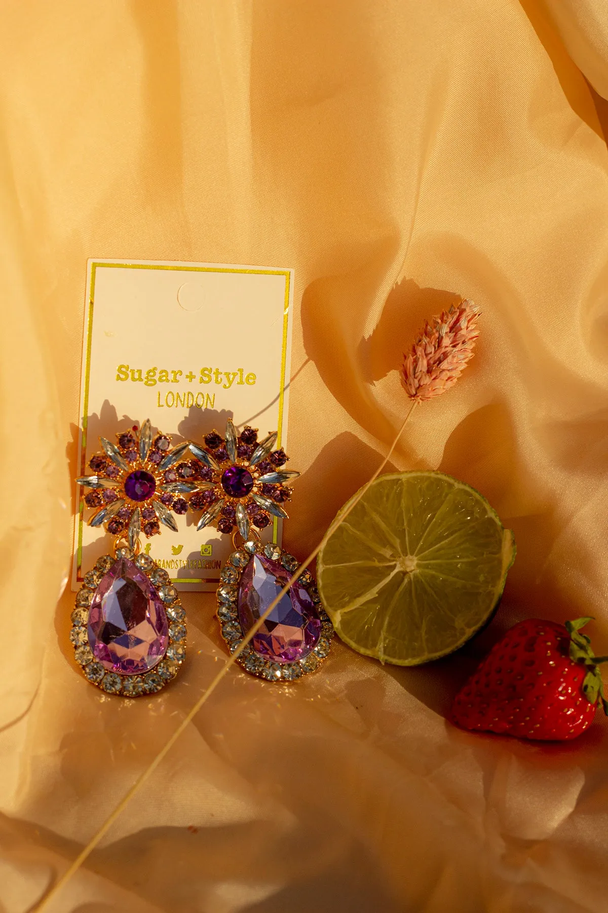 Oversized Flower Jewel Dangle Earring