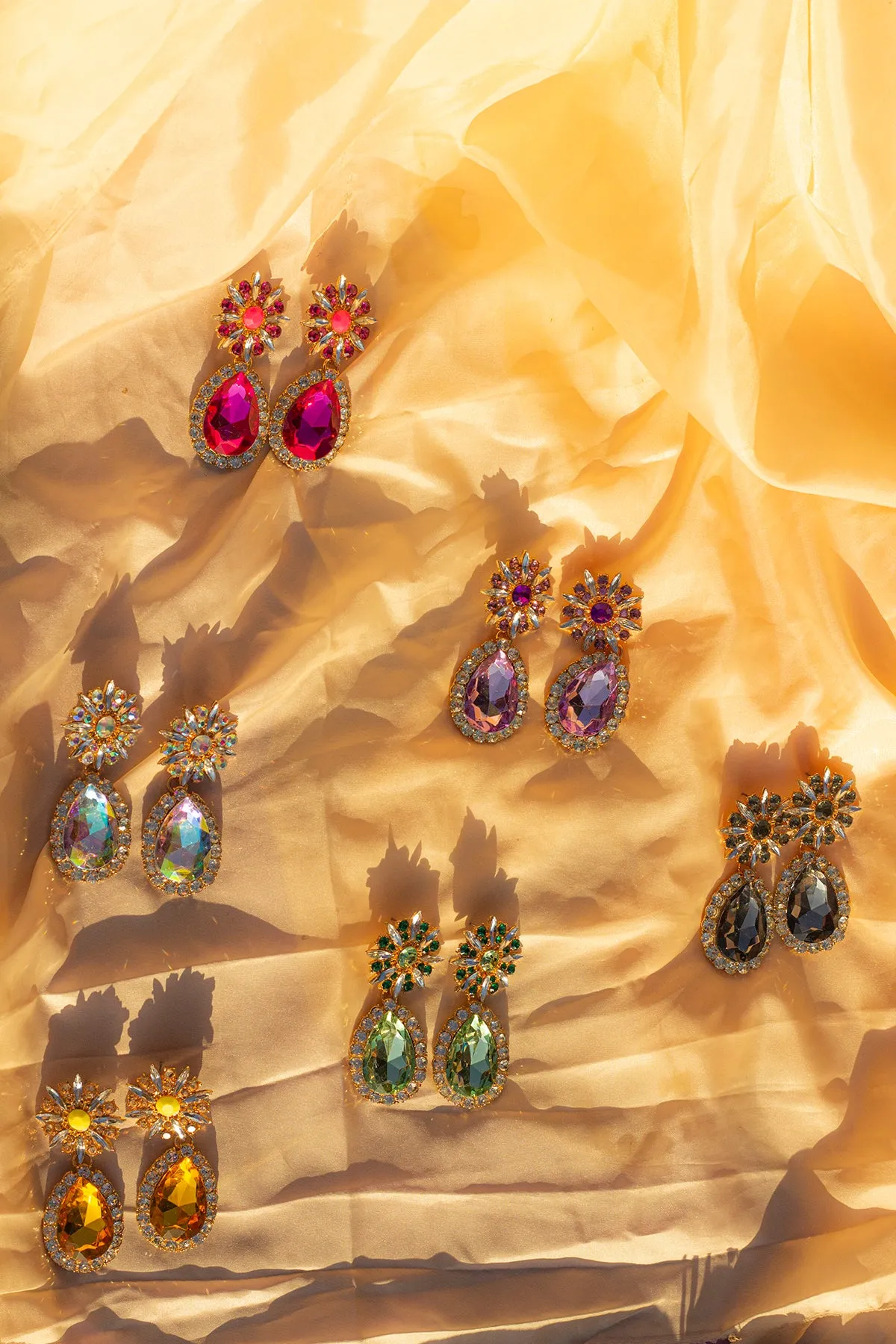 Oversized Flower Jewel Dangle Earring
