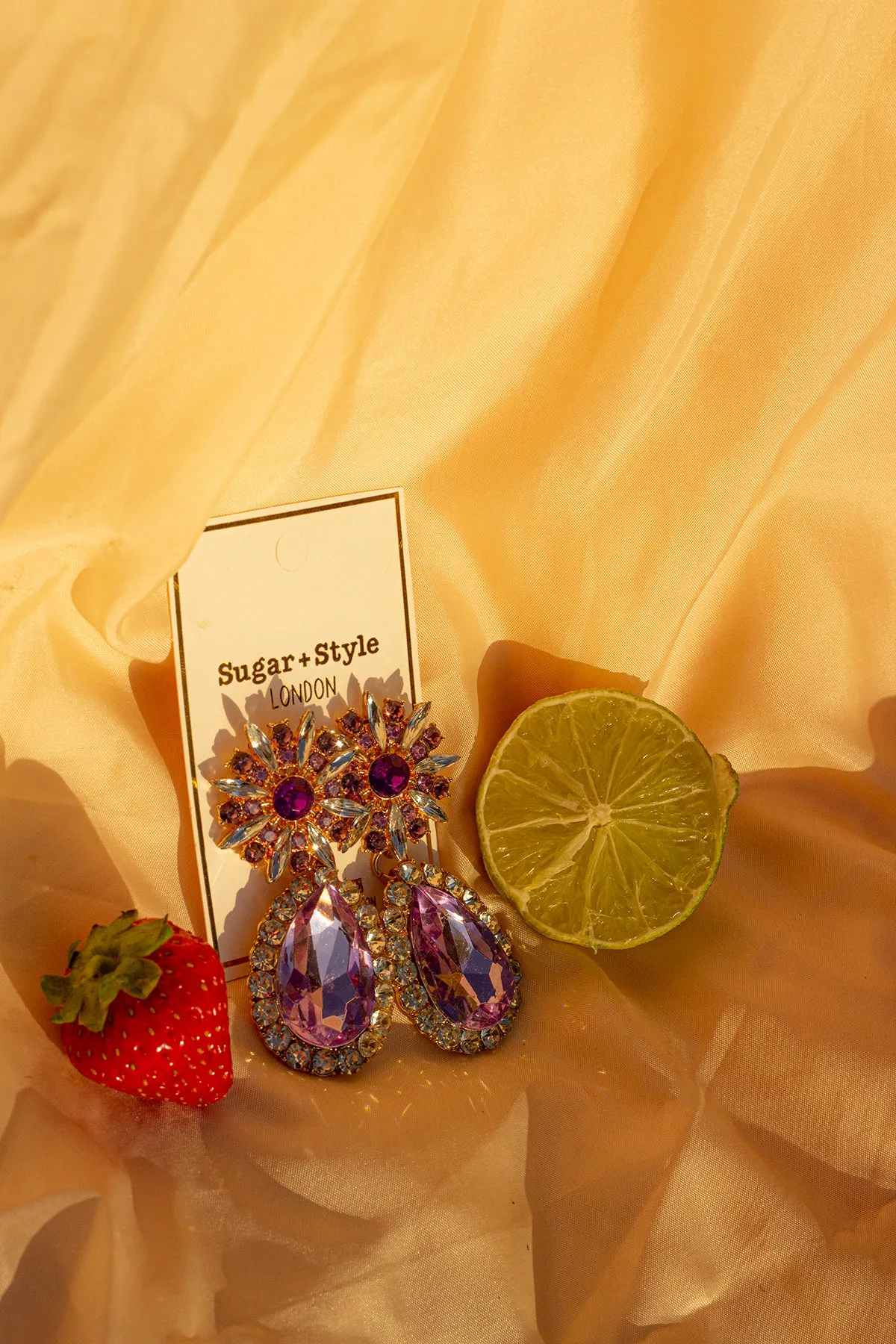 Oversized Flower Jewel Dangle Earring