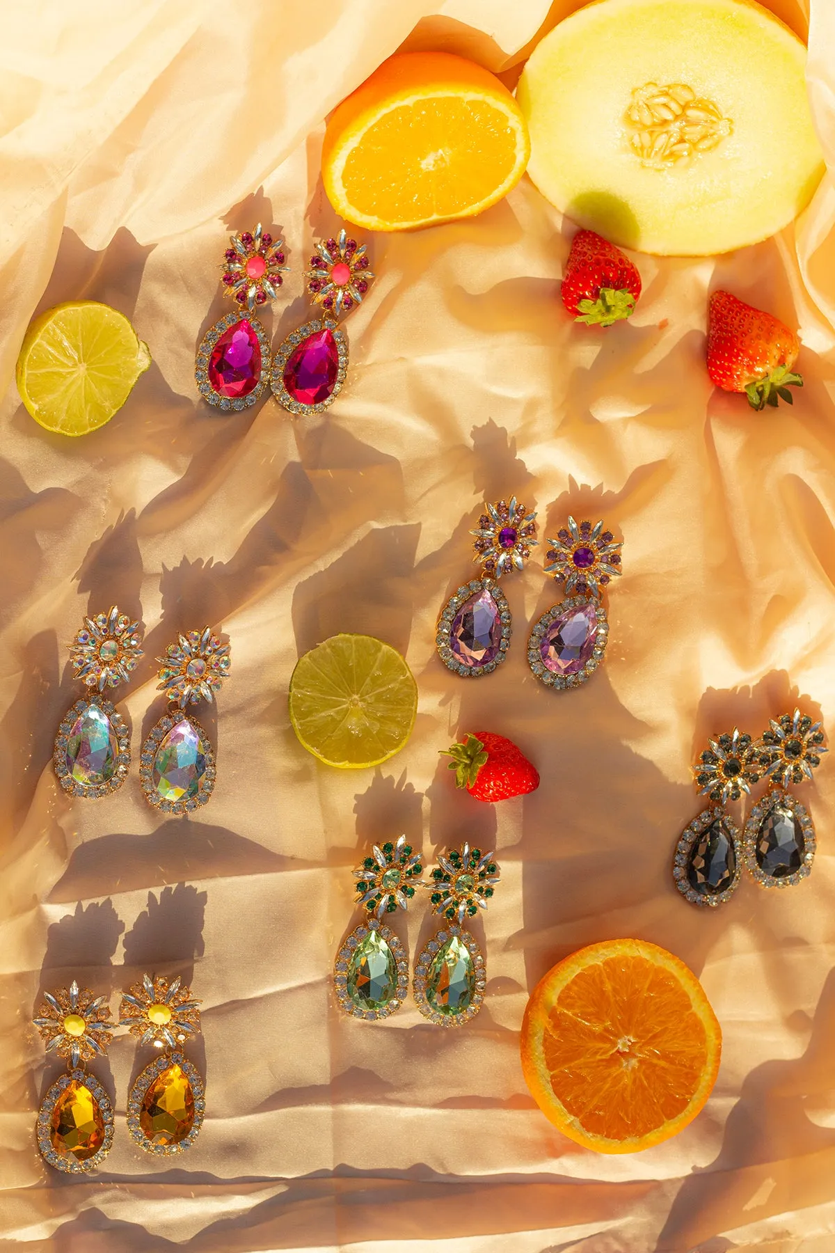 Oversized Flower Jewel Dangle Earring