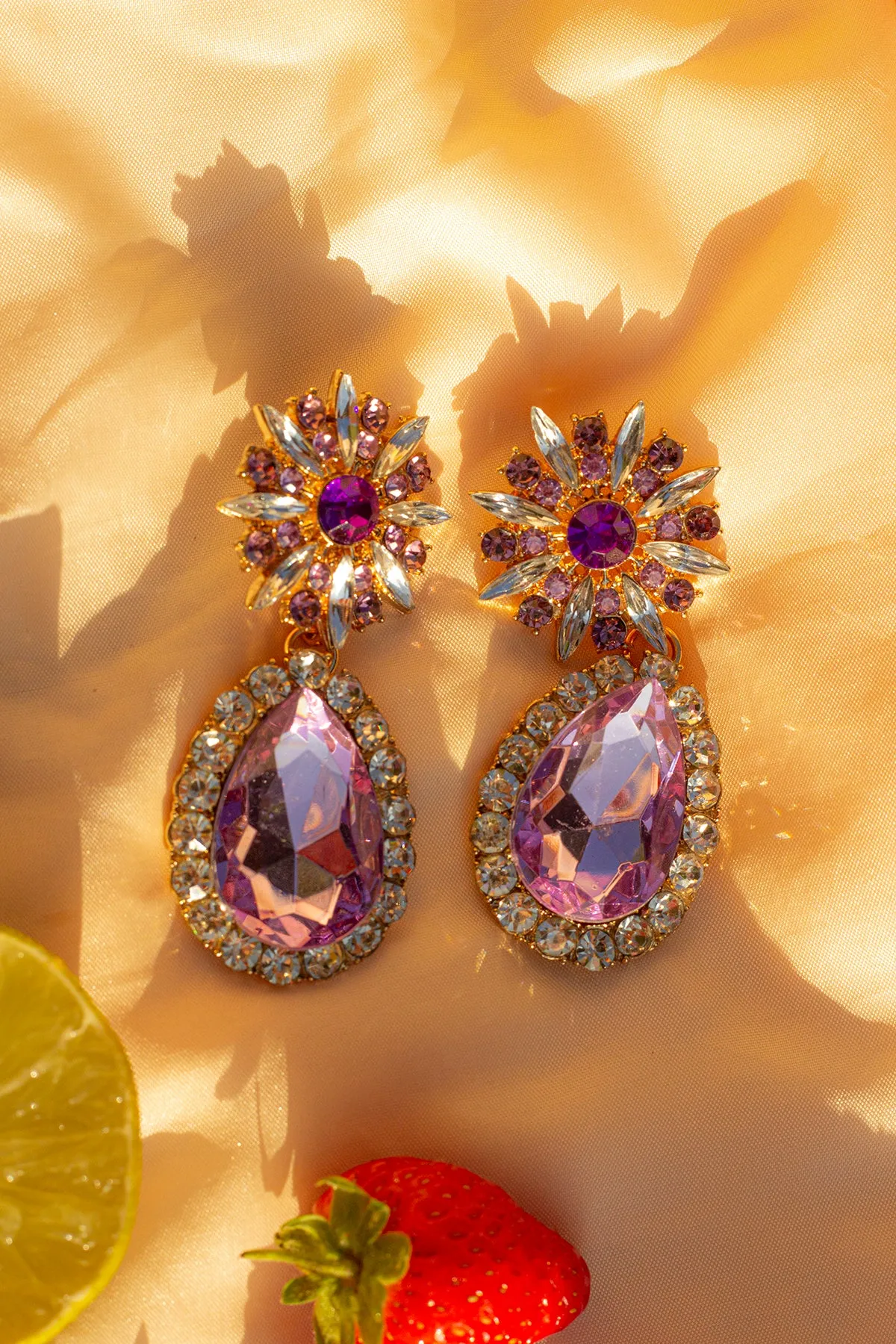 Oversized Flower Jewel Dangle Earring