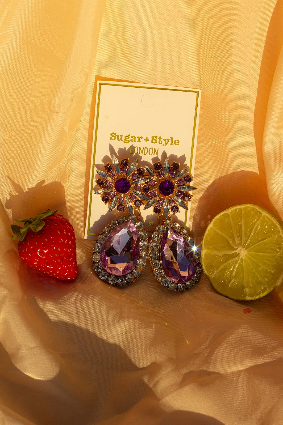Oversized Flower Jewel Dangle Earring
