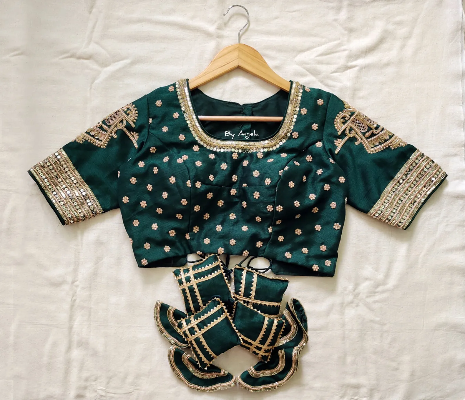 Palki Bridal Blouse - Bottle Green
