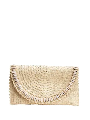 Pandegelang Raffia Seashell Clutch