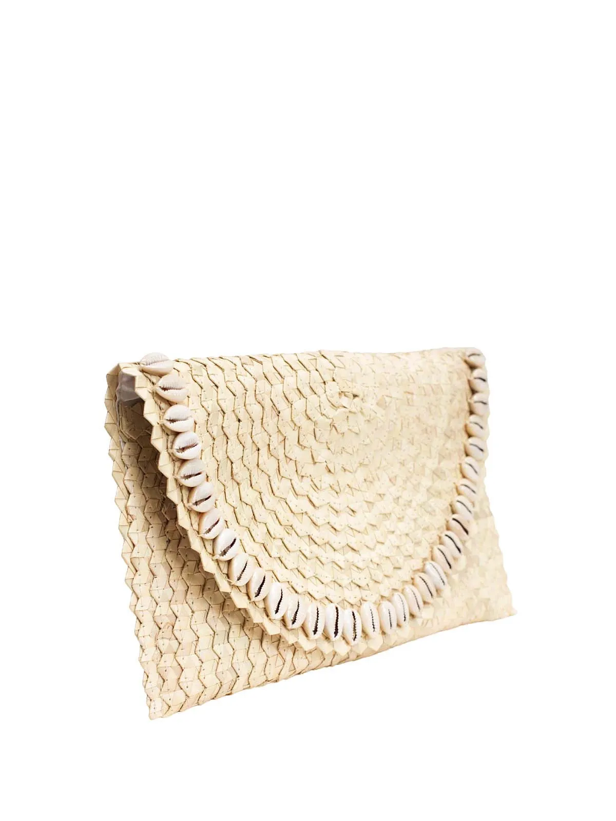 Pandegelang Raffia Seashell Clutch