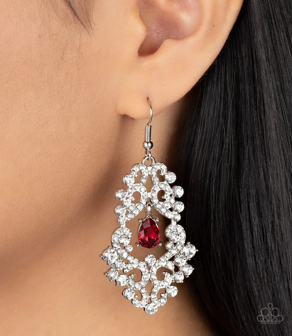 Paparazzi Sociable Sparkle Earrings Red