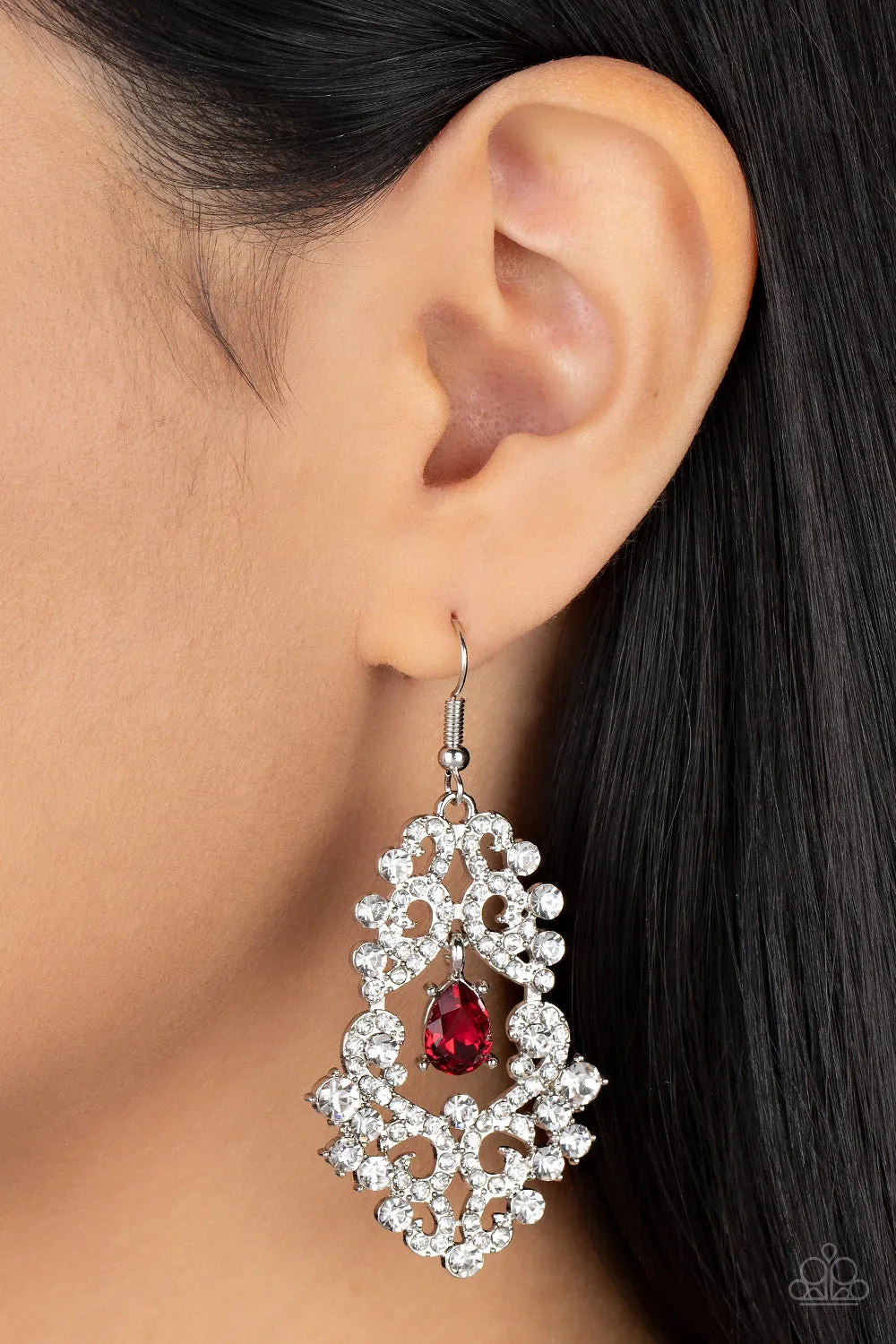 Paparazzi Sociable Sparkle Earrings Red