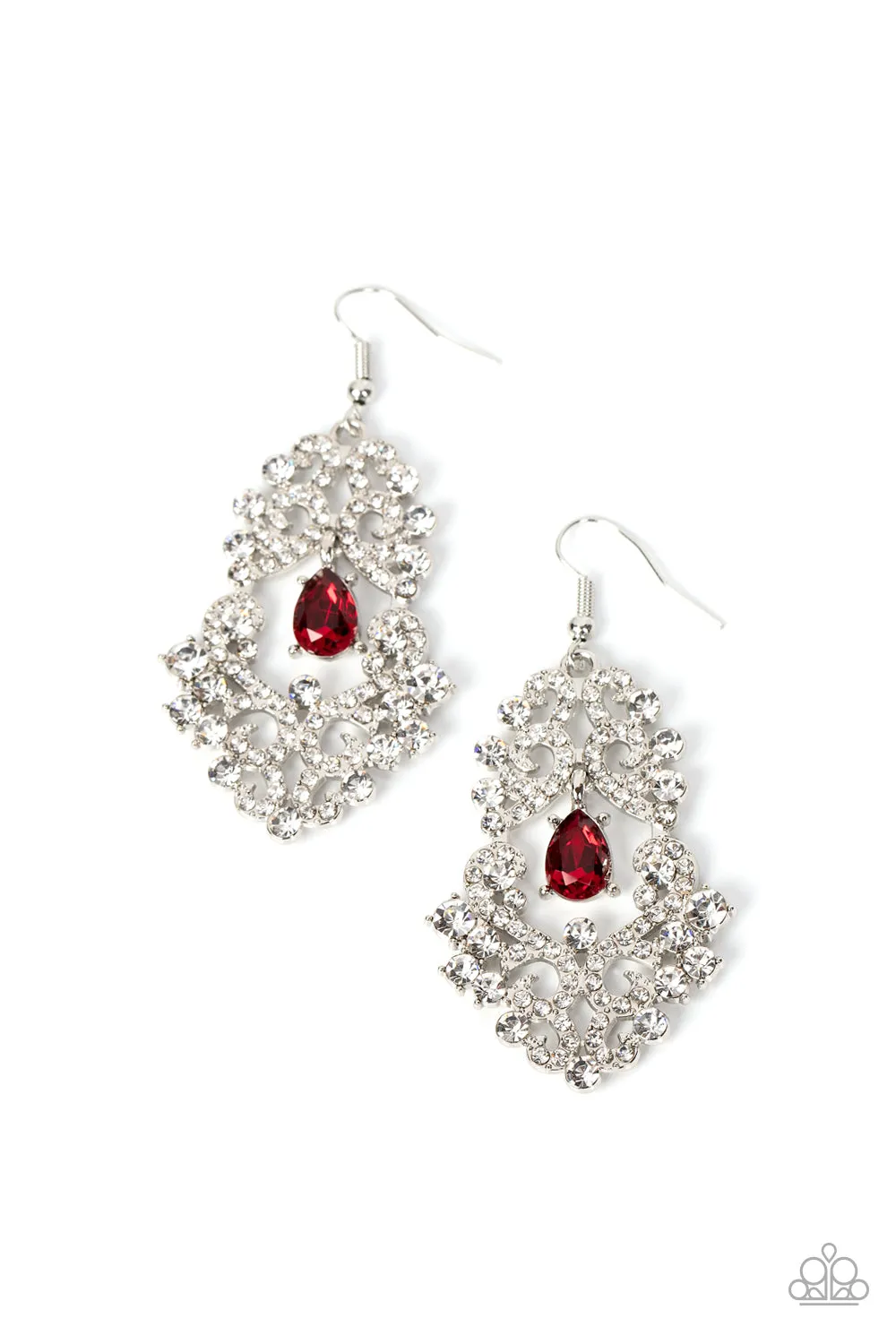 Paparazzi Sociable Sparkle Earrings Red