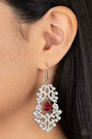 Paparazzi Sociable Sparkle Earrings Red