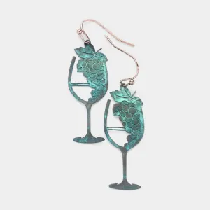 Patina Verdigris Grape Champagne Dangle Earrings