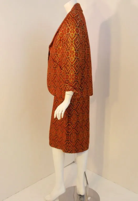 PAULINE TRIGERE 1960s 2 pc Orange Dress with Jacket