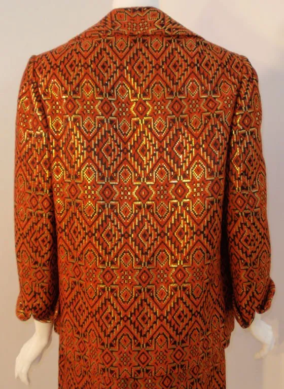 PAULINE TRIGERE 1960s 2 pc Orange Dress with Jacket