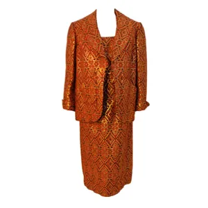 PAULINE TRIGERE 1960s 2 pc Orange Dress with Jacket