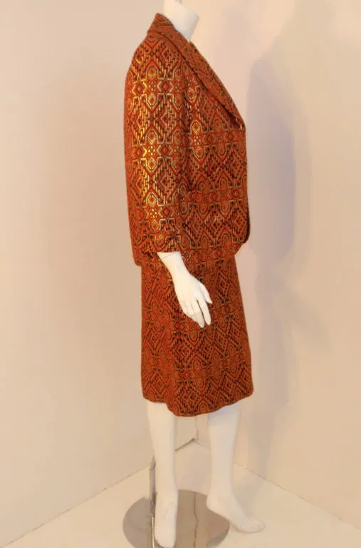 PAULINE TRIGERE 1960s 2 pc Orange Dress with Jacket
