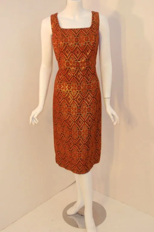 PAULINE TRIGERE 1960s 2 pc Orange Dress with Jacket