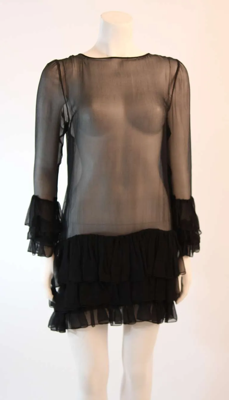 PAULINE TRIGERE Black Chiffon Dress Size S
