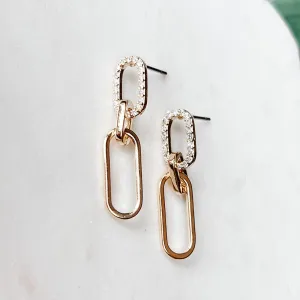Pave Link Dangle Earrings