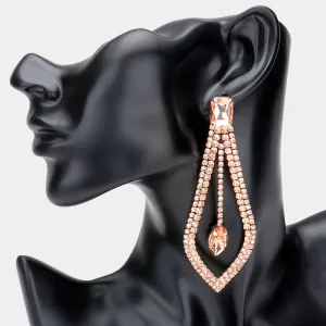 Peach Crystal Rhinestone Cut Out Chandelier Earrings | Pageant Earrings | 507999