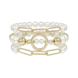 Pearl & Gold Bracelet Set