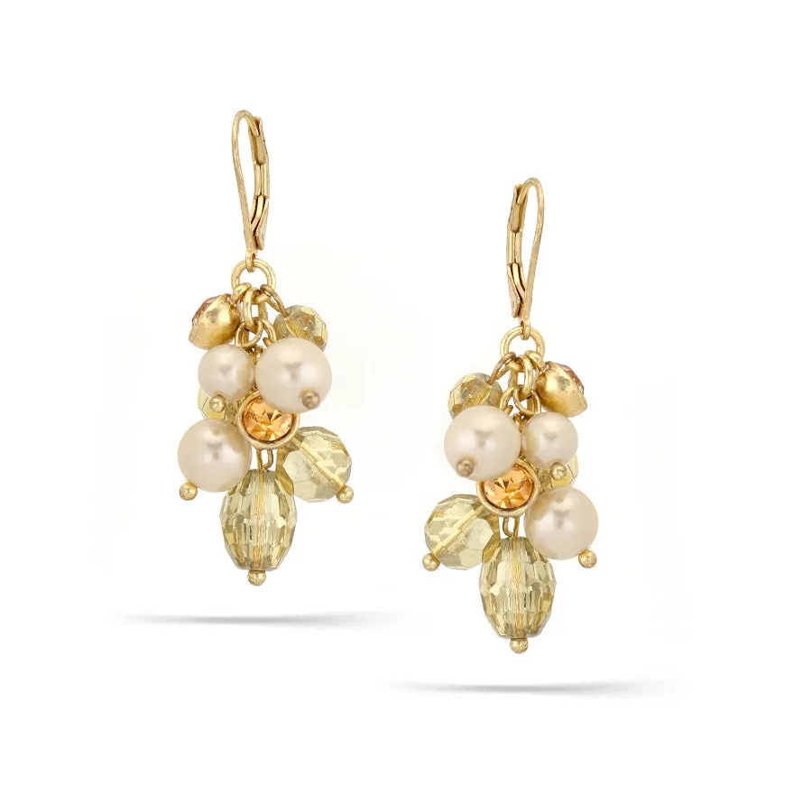 PEARL AND CRYSTAL DROP EARRINGS #121GD3501 (4B4)