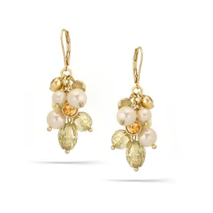 PEARL AND CRYSTAL DROP EARRINGS #121GD3501 (4B4)