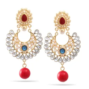 PEARL CORAL AND CRYSTAL CHANDELIER POST EARRINGS #SQ312-181106-1CR