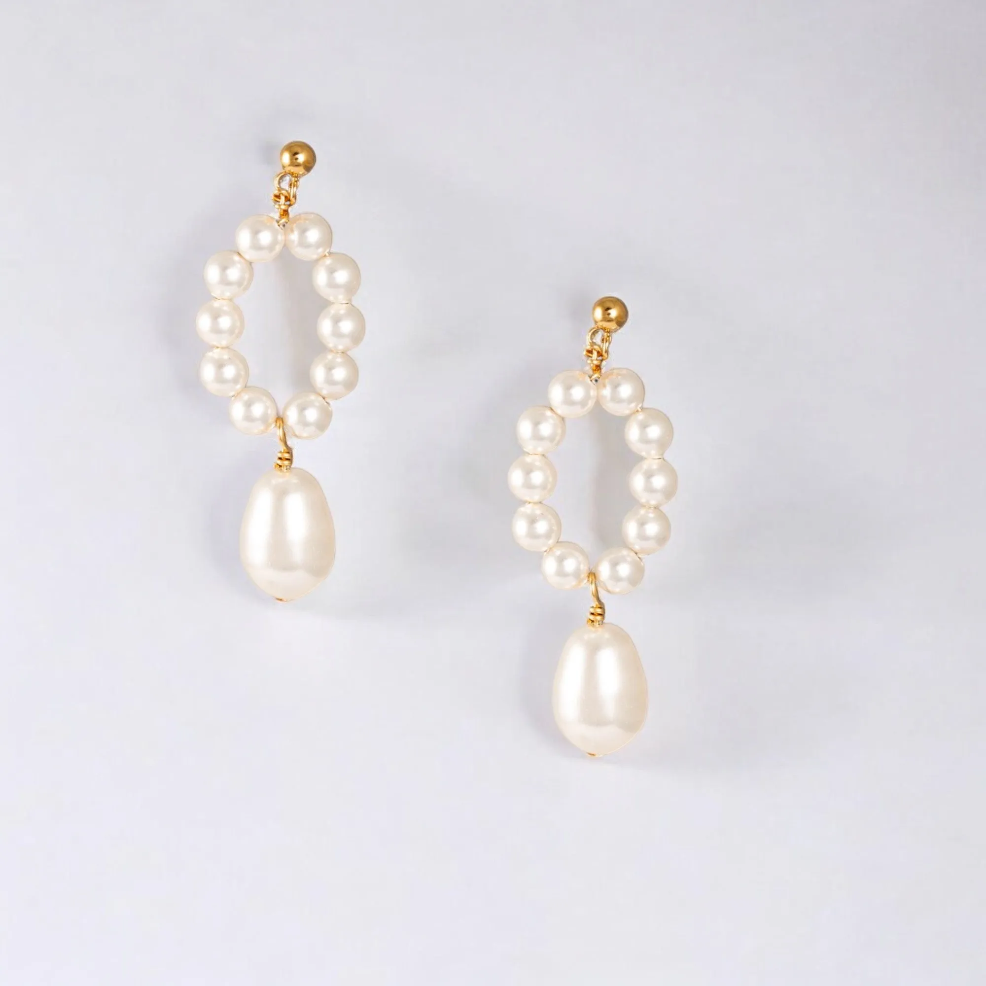 Pearl Hoop Stud Earrings