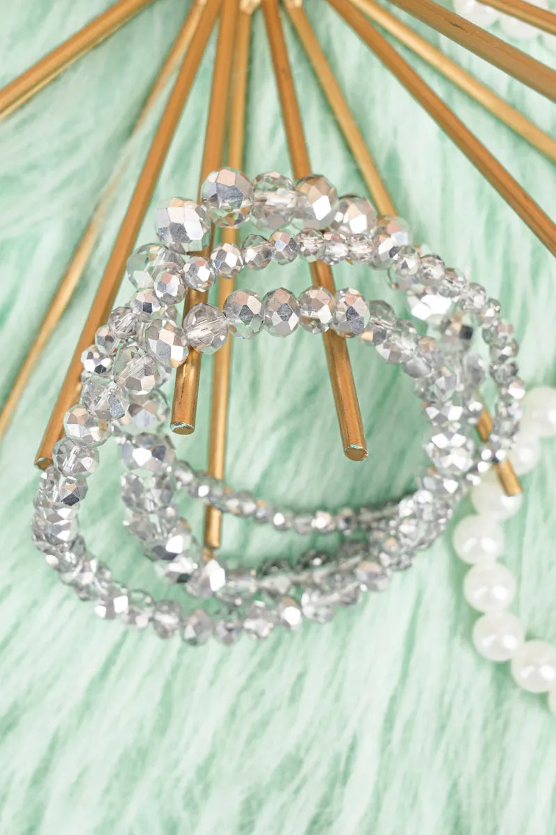 Perfect Plans Clear Iridescent Beaded Bracelet Set