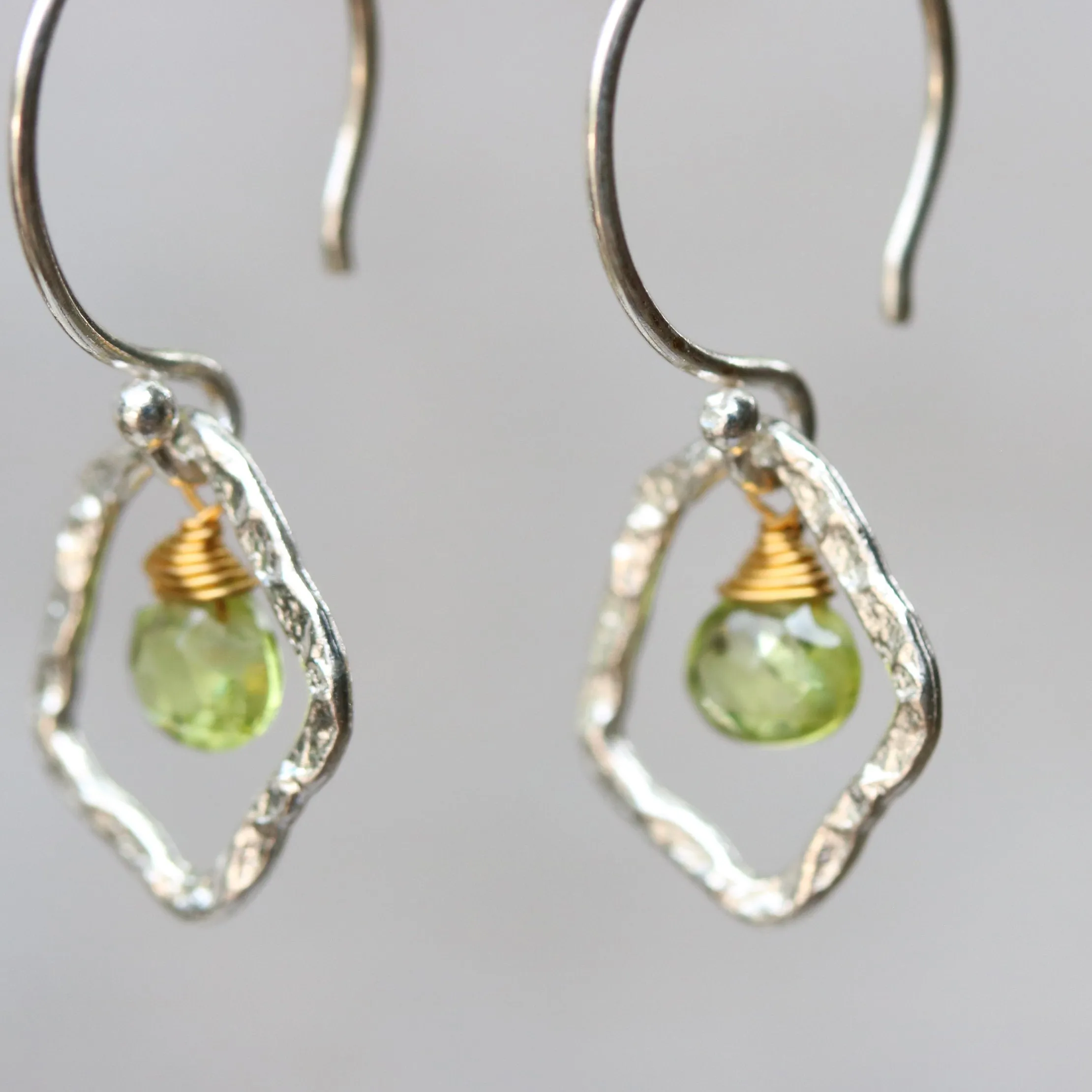 peridot earrings, teardrop earrings, dangle earrings, drop earrings, silver earrings, gemstone earrings, boho earrings, simple earrings