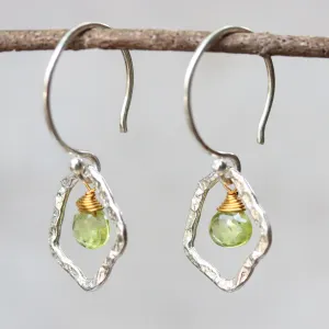 peridot earrings, teardrop earrings, dangle earrings, drop earrings, silver earrings, gemstone earrings, boho earrings, simple earrings