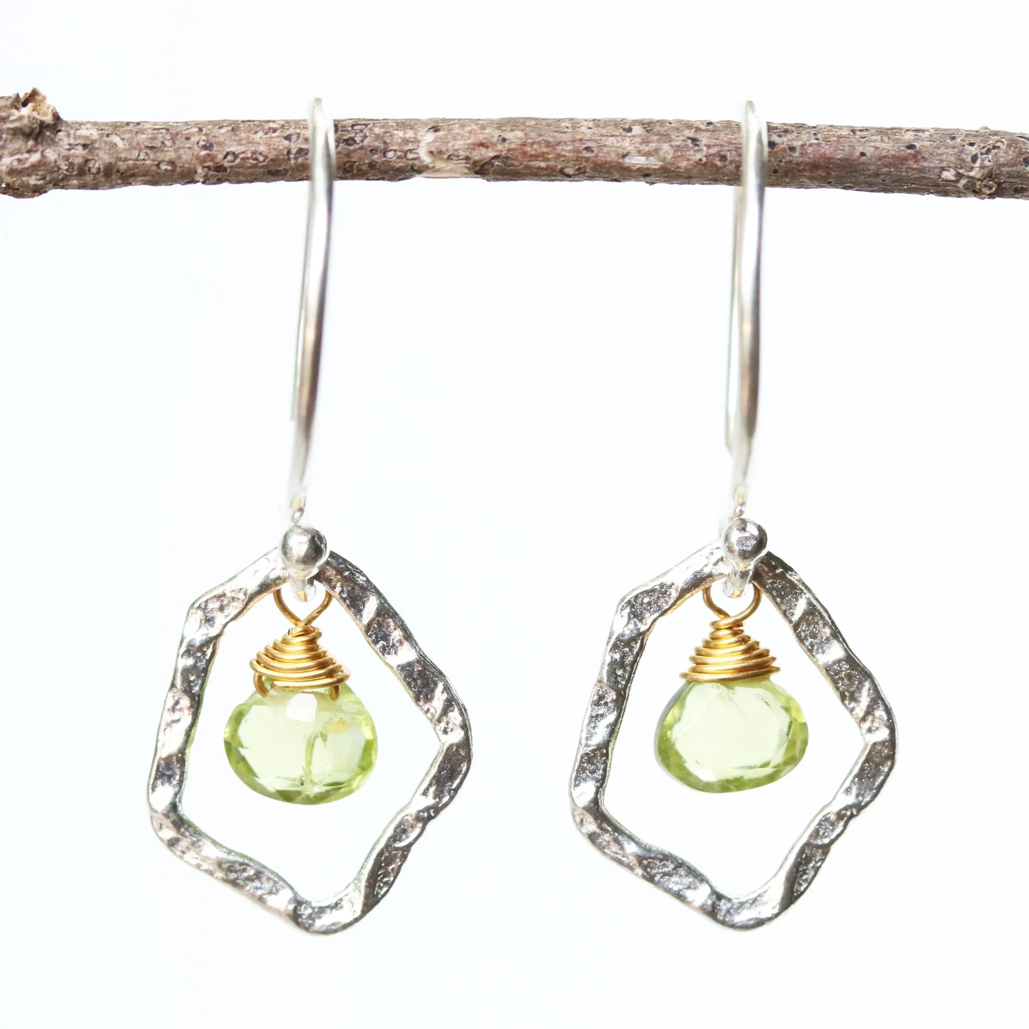 peridot earrings, teardrop earrings, dangle earrings, drop earrings, silver earrings, gemstone earrings, boho earrings, simple earrings
