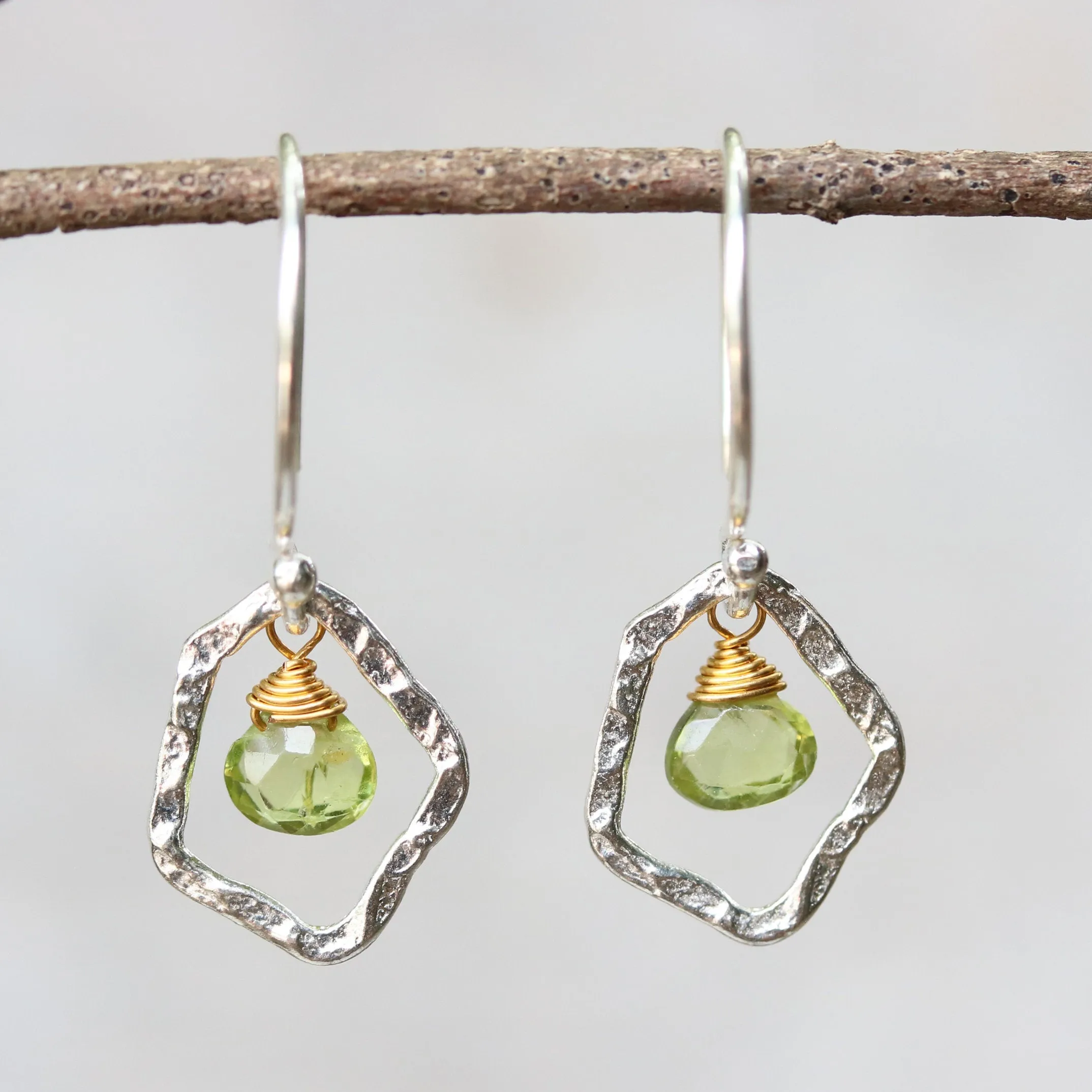 peridot earrings, teardrop earrings, dangle earrings, drop earrings, silver earrings, gemstone earrings, boho earrings, simple earrings