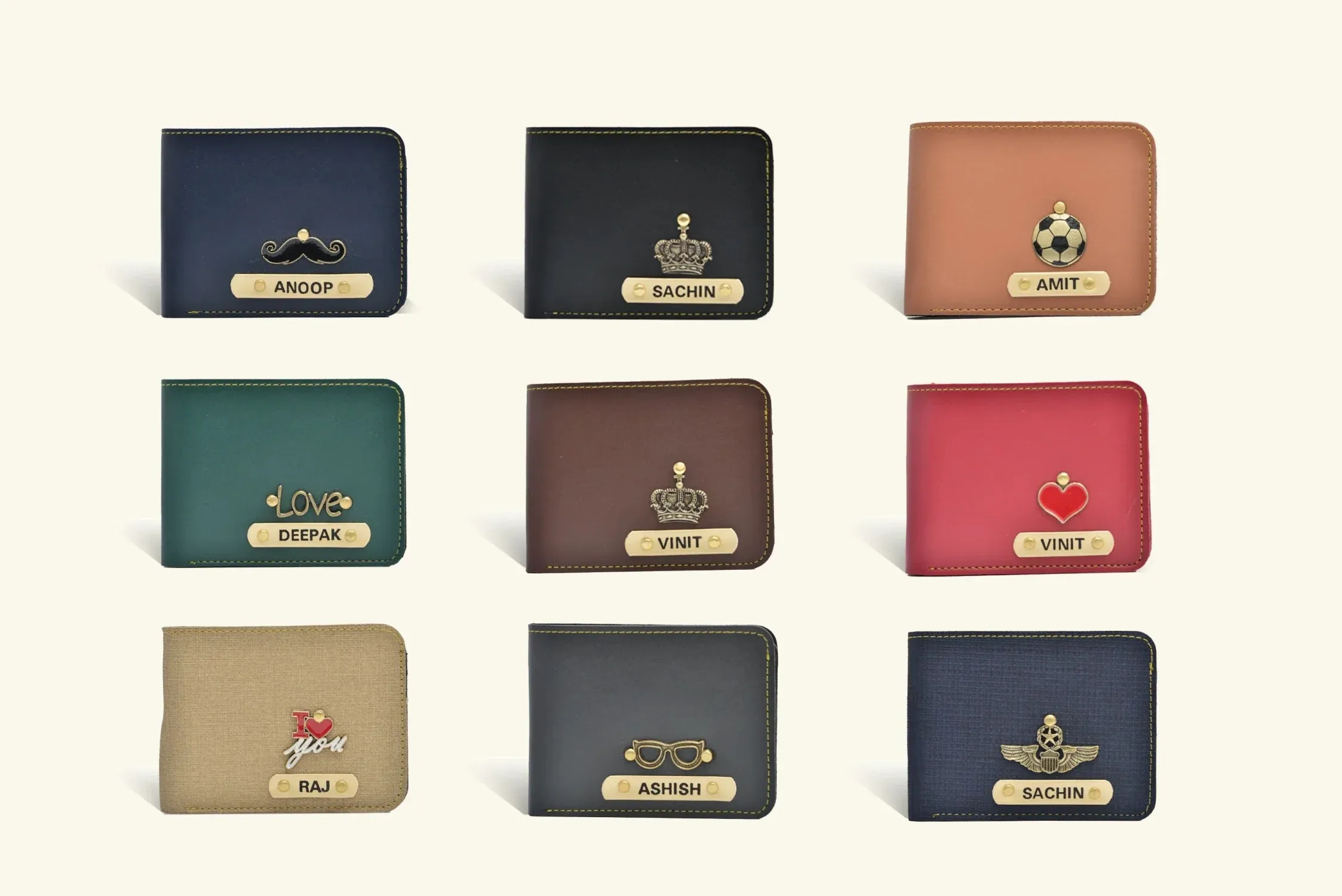 Personalized Couple's Combo : Mini Makeup Kit & Men's Wallet- Brown