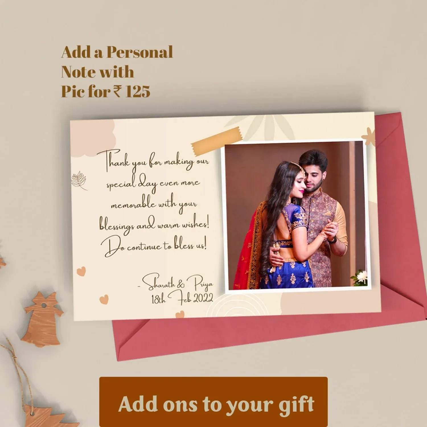 Personalized Couple's Combo : Mini Makeup Kit & Men's Wallet- Brown